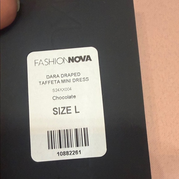 Fashion Nova Chocolate Brown Floral Appliqué Mini Dress with Side Train - Picture 9 of 12